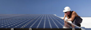 Tech overlooking solar array